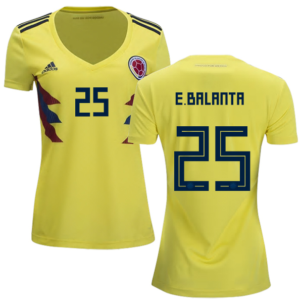 Women's Colombia #25 E.Balanta Home Soccer Country Jersey - Click Image to Close